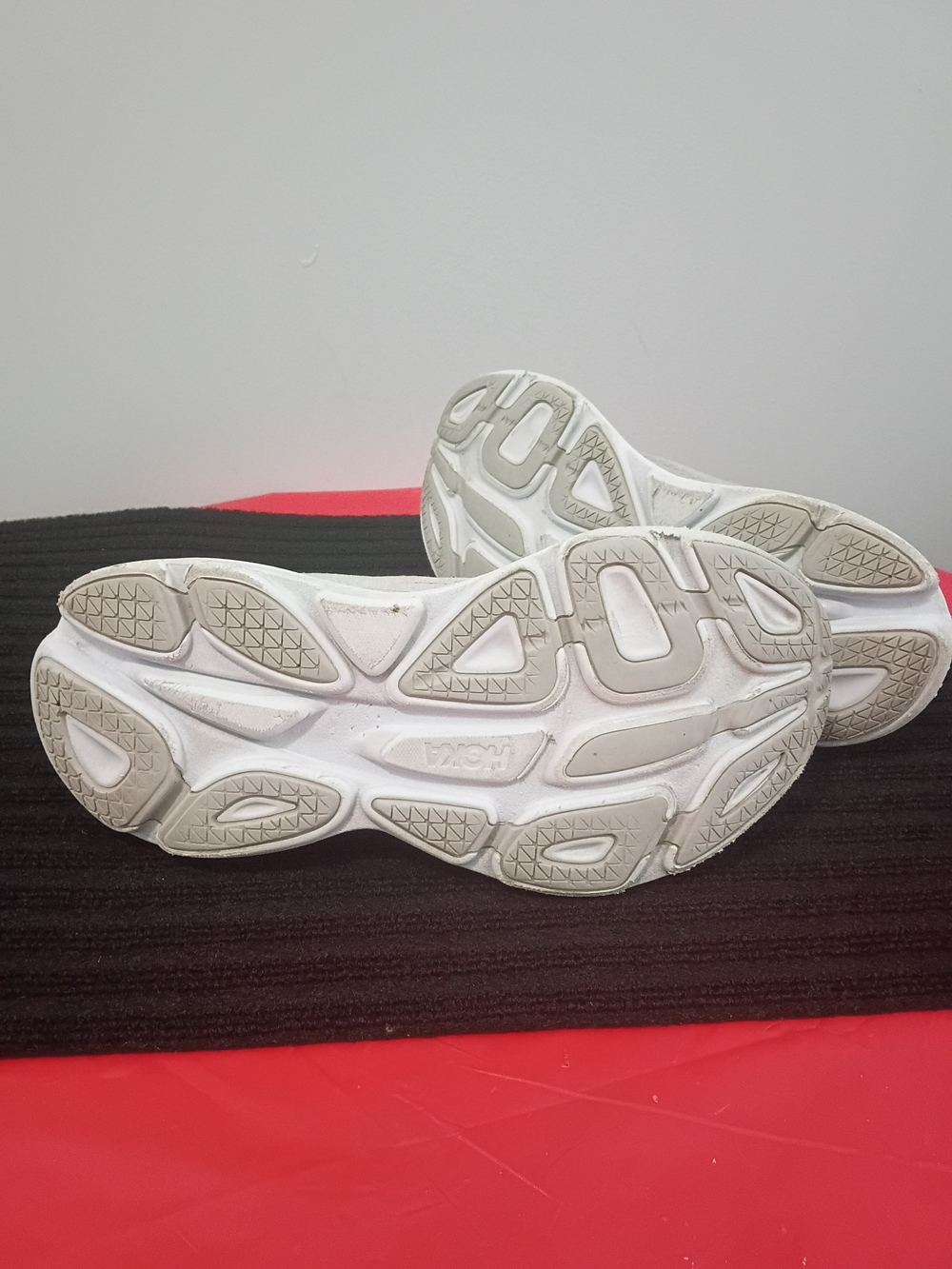 HOKA Womens Light Gray and Pink Running Shoe - Picture 6 of 7